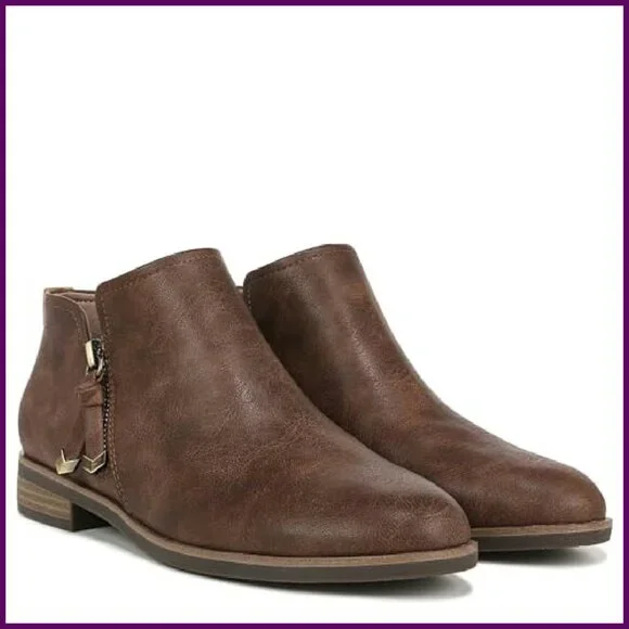 Wide Width Ankle Booties 7.5, Side Zipper, 1 Inch Heel, Faux Suede